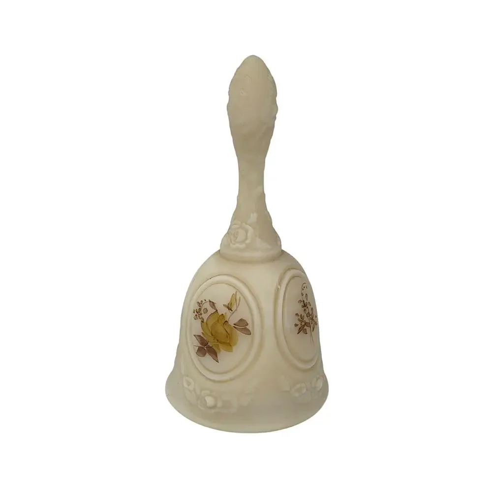 Vintage Fenton Chocolate Rose Satin Custard Glass Bell Signed Pam Bibbee